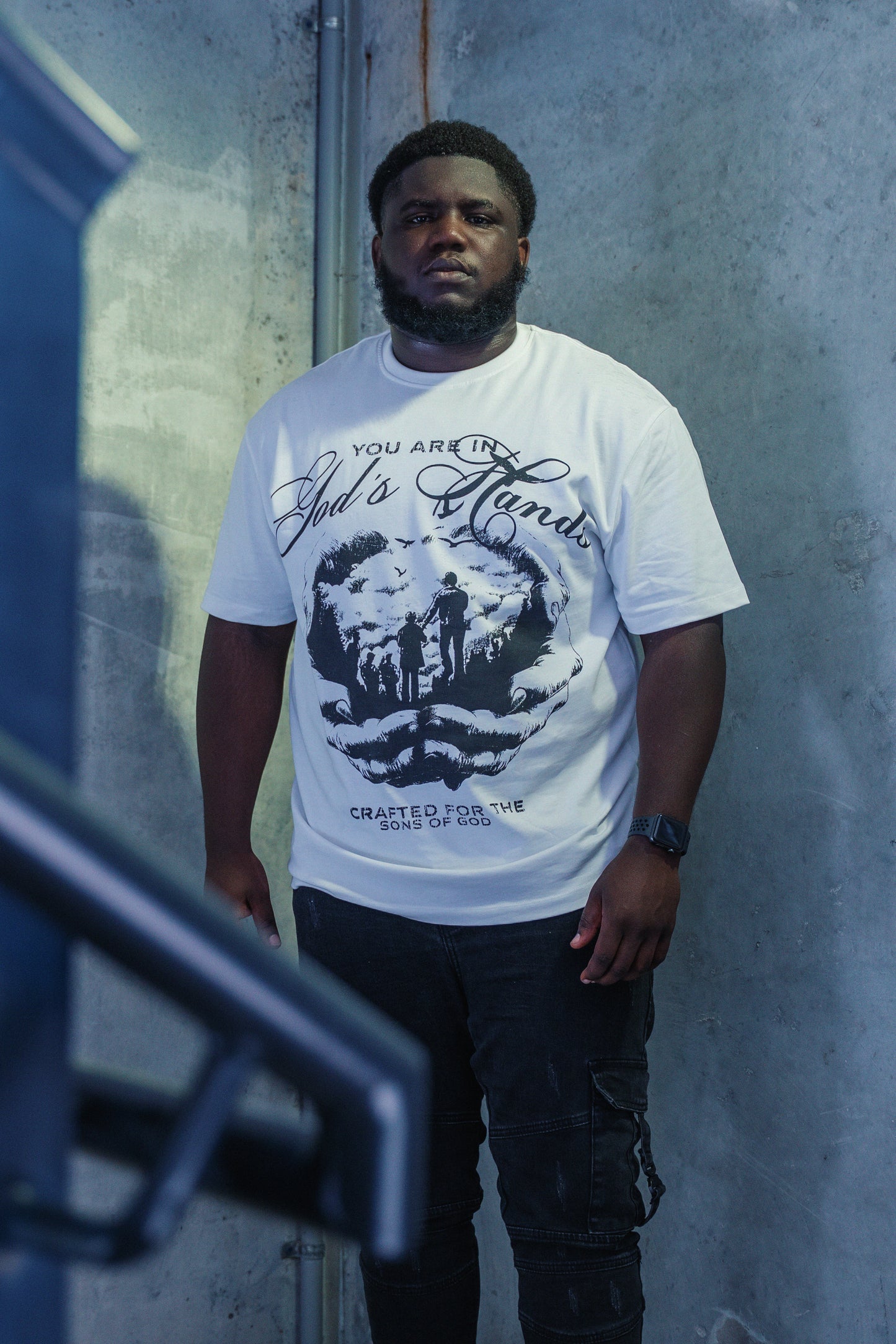 White "You are in God's Hands"  Boxy Tee (Heavyweight & Oversized)
